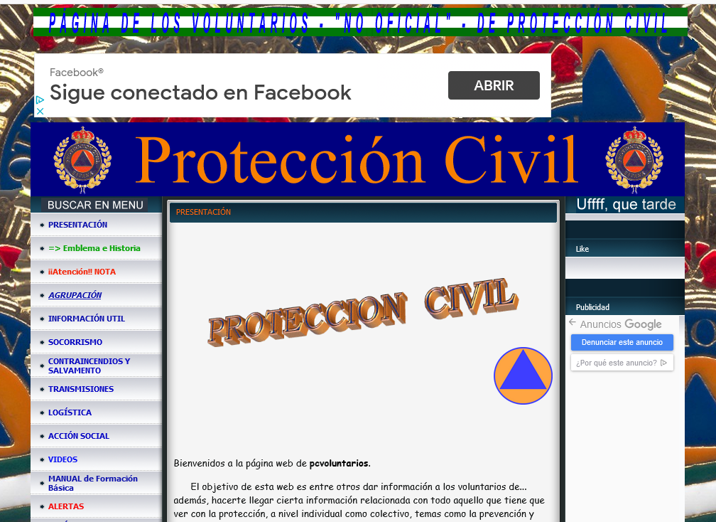 PROTECCIÓN CIVIL PAGINA DE LOS VOLUNTARIOS NO OFICIAL